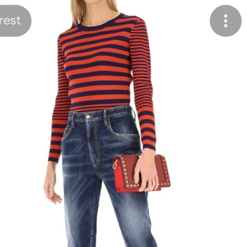 MICHAEL KORS Striped Stretch Ribbed-knit Sweater NEW